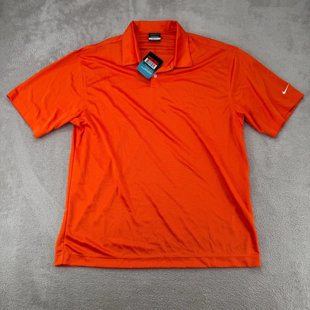 NWT Nike Golf Dri-Fit Polo Shirt Mens Large Orange Short Sleeve 373749-846